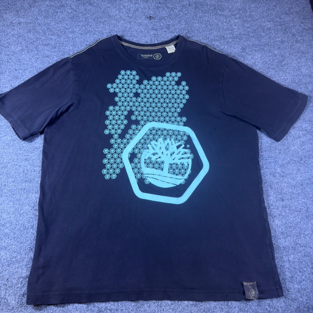 Timberland Mens XXL Navy Blue Graphic Logo T-Shirt Short Sleeve CA19792